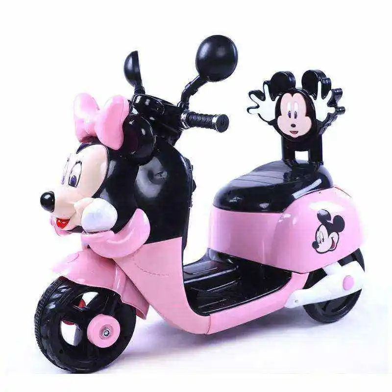 Adorável Mickey Minnie dos desenhos animados de três rodas para crianças motocicleta elétrica