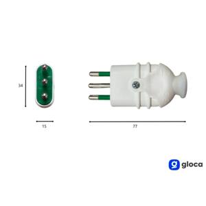 Gloca 5x Enchufe de Alimentación Profesional 10A 2P+T Blanco Macho Estándar Italiano 250V - Product Image 2