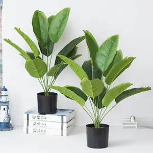 Factory wholesale 12 heads artificial banana leaf bundles Nordic wind ins green plant artificial banana tree bonsai