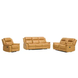 Sıcak satış manuel 3 + 2 1 toz film ev sineması recliner koltuk takımı lüks kesit mobilya oturma odası turuncu set mobilya