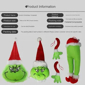 Juguete de peluche de Navidad lindo pequeño monstruo verde mascarada regalo ornamento estatuilla juguete colgante decoraciones de Navidad - Product Image 2