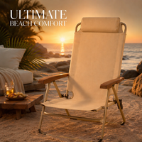 Chaise de camping pliable en alliage d'aluminium, chaise à dossier haut inclinable, chaise pliante portable pour la plage, la pêche, le pique-nique