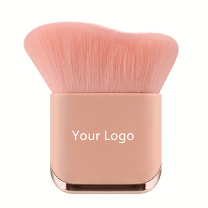Pinceau Kabuki Plat Rose Doux en Fibres Synthétiques à Logo Personnalisé, Poils Denses pour Estomper, Contourner et Appliquer <span class=keywords><strong>le</strong></span> Fond de Teint en Poudre - Product Image 1