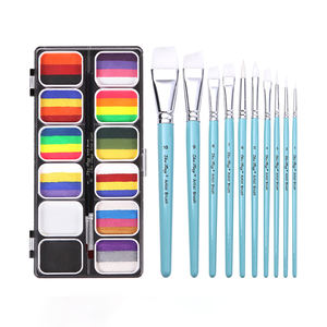 Palette de <span class=keywords><strong>peinture</strong></span> pour le <span class=keywords><strong>visage</strong></span> et le corps arc-en-ciel 12 couleurs en gros Fournitures d'art pour la <span class=keywords><strong>peinture</strong></span> corporelle des enfants - Product Image 1