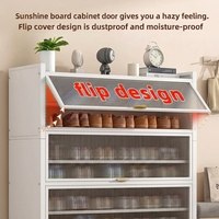 Style contemporain 90 °   Meuble à chaussures en métal avec porte rabattable pour l'entrée, rangement de chaussures avec armoire anti-poussière