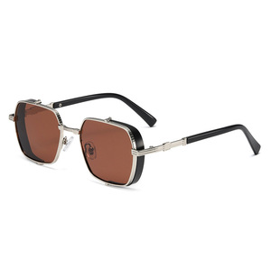 <span class=keywords><strong>Lunettes</strong></span> <span class=keywords><strong>de</strong></span> <span class=keywords><strong>soleil</strong></span> rétro en métal Steampunk avec lentilles UV400 pour hommes et femmes - Product Image 4