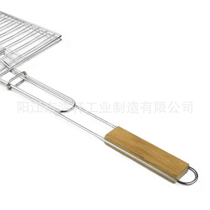 Filet de cuisson carré en maille pour barbecue avec poignée en bois, durable pour la cuisson en extérieur Hx S020 - Product Image 4