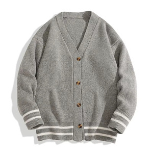 Wholesale Custom Logo Polyester Embroidery Varsity <strong>Cardigan</strong> <strong>Men</strong> Letterman Streetwear Knit Sweater OEM ODM Manufacturer - Product Image 2