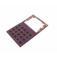 Palette de fards à paupières personnalisée en papier violet écologique avec finition mate, doublure en éponge et estampage à chaud pour cadeau de marque de beauté