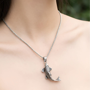 New Stainless Steel Fish Pendant Religious Necklace Lucky Fish Necklace Biker Amulet Fish Jewelry Koi Pendant Necklace - Product Image 1