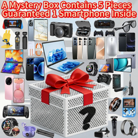 Caja Misteriosa con 5 Artículos Sorpresa: Teléfono Inteligente, Reloj Inteligente, Audífonos, Batería Externa y Soporte para Teléfono (Envío Aleatorio)