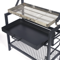 Gril de Barbecue Portable Rotatif Manuel à Retournement pour Cuisson de Viande en Extérieur/Cour avec Panier
