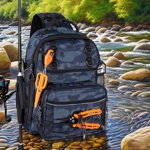 Mochila de Pesca KastKing BaitSpace, Azul Medio, Oxford, de Dos Capas, Resistente al Agua, 20-30L, con Espacio para 2 Cajas de Aparejos, Cañas y Bebidas - Product Image 2
