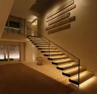 Escalier flottant droit en bois massif, durable, sûr, moderne, écologique, personnalisable pour usage extérieur, appartements, cuisines