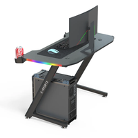 Bureau de jeu ergonomique en bois avec surface en fibre de carbone, design convertible et extensible pour le bureau à domicile