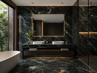 Dalle de marbre vert Verias pour carrelage mural poli, crédence de salle de bain, niche de douche, plateau de console, rebord de fenêtre et découpe sur mesure