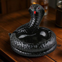 Cendrier décoratif de table en résine, motif serpent cobra noir gothique, style Art Déco, créatif, pour anniversaire, décoration de bar à domicile, OEM accepté