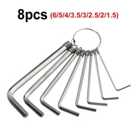 Ensemble porte-clés hexagonaux Allen de 1.5 à 10mm, outil en acier allié de qualité industrielle avec tournevis à pointe Torx, kit de clés, 8 pièces