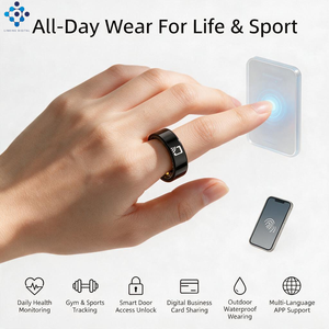 แหวนสมาร์ท R20 NFC ขนาด 7 มม. ดีไซน์บางเฉียบ วัสดุเซรามิก ตรวจวัดสุขภาพ วัดระดับออกซิเจนในเลือด วัดอัตราการเต้นของหัวใจ ตรวจสอบการนอนหลับ กันน้ำระดับ IP68 ควบคุมการเข้าออก - Product Image 3