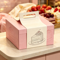 Boîte d'emballage rigide écologique en papier pour gâteaux avec poignée, logo personnalisé en feuille d'or, boîte cadeau alimentaire pour desserts et pâtisseries de fête d'anniversaire