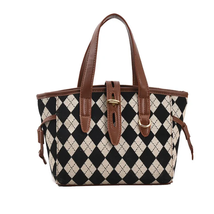 Popular Hot-selling lattice Women Shoulder Bags Autumn/winter New Messenger Bag Fashion Handbag Retro big Bag Y0247