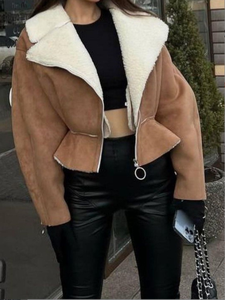 <span class=keywords><strong>Chaqueta</strong></span> de Mujer Personalizada de Piel de Cordero Genuina, <span class=keywords><strong>Chaqueta</strong></span> de Invierno de Manga Larga con Cremallera y Ajuste Entallado - Product Image 2