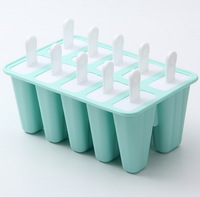 Moule à glace et à sucettes glacées en silicone réutilisable sans BPA, 10 cavités, pour l'été, formes géométriques, fabrication maison, compatible congélateur
