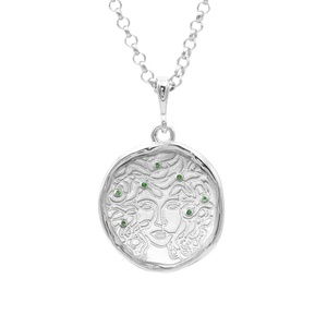 LOZRUNVE 925 in <span class=keywords><strong>argento</strong></span> Sterling oro Vermeil pavimentano zirconi minimalista Vintage artigianale ciondolo moneta per collana - Product Image 2