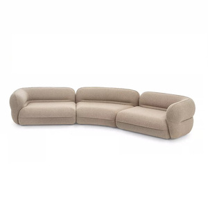 Pouf italien minimaliste <span class=keywords><strong>BUFA</strong></span> une place en peau de mouton courbée couleur crème, modèle de luxe léger pour salon, célèbre sur internet, en tissu pour maison modèle - Product Image 5