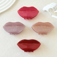 YJL Nouvelle pince à cheveux en acrylique en forme de lèvres rouges pour la Saint-Valentin, pailletée, romantique, tendance, pour femmes
