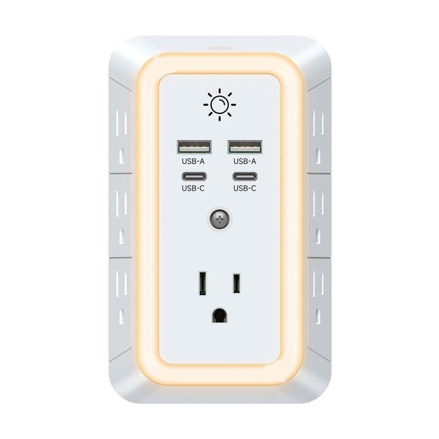 Home Surge Protector Power Strip, ETL-listed, Wall-Mountable W/ 7 AC Outlets USB-C PD Fast Charge - 1800 Joules Surge Protection