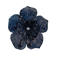 Patchs de fleurs noires à paillettes de couleur blanche pour robe de mariée