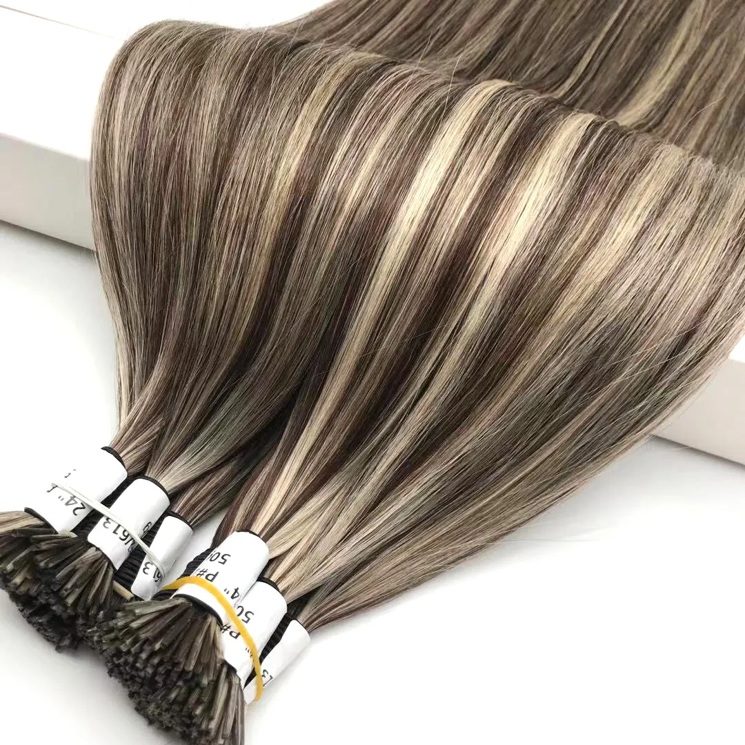 Wholesale Italian Keratin Glue Bond I tip Hair Extensions Human Hair Double Drawn Remy Keratin Hair Extensions