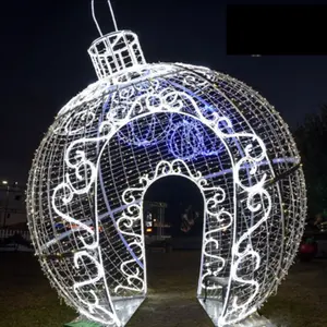 2024新年户外景观装饰大型3d圣诞球呈现主题灯