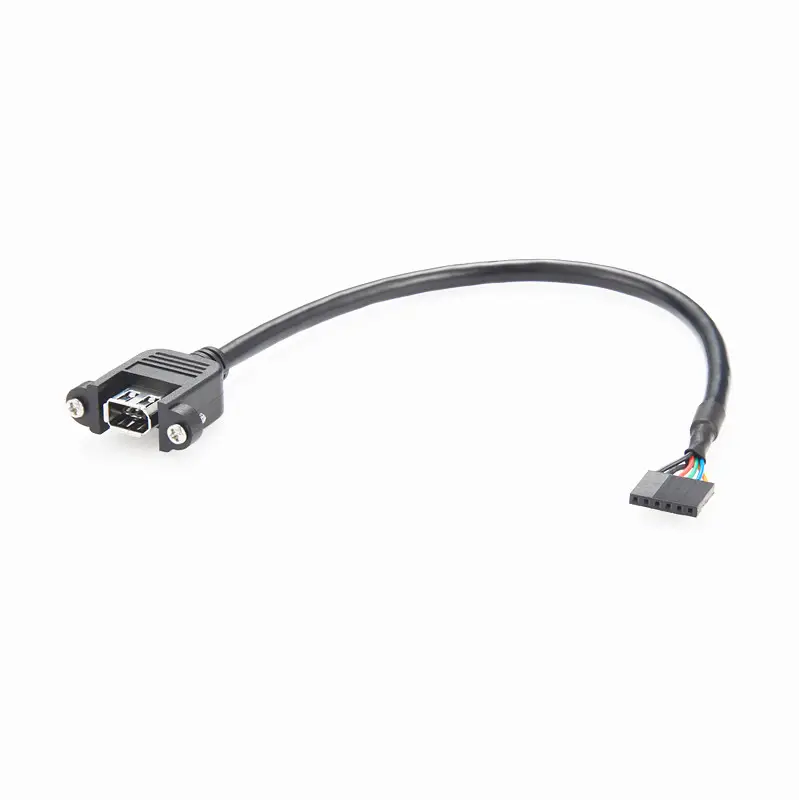 Panel mount cable IEEE 1394 female port to motherboard header