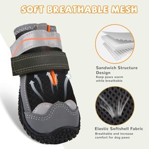 Chaussures pour chien Bobite, motif uni, sport, écologiques, antidérapantes, toutes saisons, en cuir et caoutchouc, modernes, imperméables - Product Image 3
