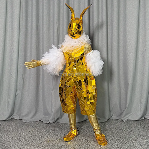 Efun quantité minimale de commande 1 PC miroir doré <span class=keywords><strong>lapin</strong></span> <span class=keywords><strong>lapin</strong></span> Costume luxe Cosplay Costume femmes scène porter <span class=keywords><strong>Sexy</strong></span> hommes Club combinaison combishort Costume - Product Image 1