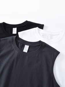 Camiseta sin Mangas de Algodón 100% Tejido, Transpirable, de Secado Rápido, Ecológica, Estilo Americano, Holgada, para Hombre, 230g - Product Image 6