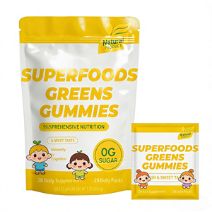 Kinder-Multivitamin Super Greens Gummibärchen Superfood Gummivitamine Mineralien Spirulina <span class=keywords><strong>Chlorella</strong></span> Alfalfa Präbiotika Ballaststoff-Gummis - Product Image 1