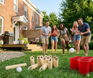 <span class=keywords><strong>Jeu</strong></span> de bowling de pelouse artisanal avec 12 <span class=keywords><strong>quilles</strong></span> en bois <span class=keywords><strong>numérotées</strong></span> – Cadeau idéal pour la famille en plein air, pour la plage, le parc et le camping - Product Image 6