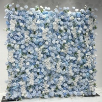 Mur de fleurs artificielles en soie bleue carrée de haute qualité, 8 pieds, pour décorations de mariage et de fête