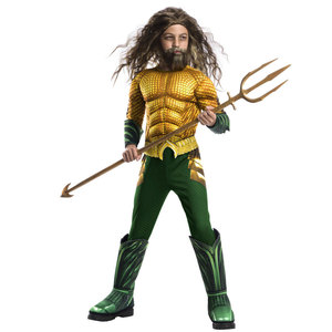 Disfraz de Aquaman para Niños, Edición Personalizada, Verde y Dorado, Conjunto Completo, Anime, Liga de la Justicia, Traje de Escenario, Material de Poliéster - Product Image 1