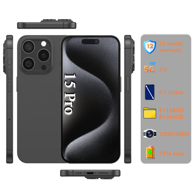 Hot Selling 100% Original Mobile Phones IP15 Pro 128GB/256GB [48MP Camera] Unlocked Global Version 5G Smartphone A+ Quality