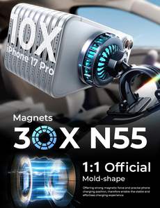 แท่นชาร์จแม่เหล็กในรถยนต์ LISEN รุ่นใหม่ พร้อมพัดลมระบายความร้อนแบบเย็นฉ่ำ 15W Qi2 แผ่นรองชาร์จไร้สายสำหรับการขับขี่ที่ปลอดภัย ที่ยึด GPS สำหรับนำทาง - Product Image 3