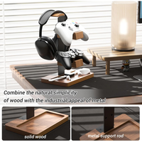Support pour casque et manette de jeu avec base de rangement, accessoires de bureau, support en bois pour écouteurs de jeu
