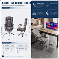 Chaise de bureau robuste, capacité de 500 lb, siège extra large, base renforcée, soutien lombaire réglable, chaise de bureau durable