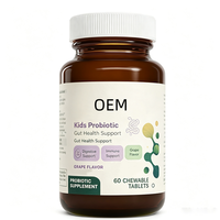 OEM Özel Etiketli Probiyotik Kompleks Çiğnenebilir Tabletler 60 Adet Üzüm Aromalı Besin Takviyesi