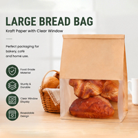 Sacs à pain en papier kraft JIJID avec fenêtre transparente, sacs d'emballage alimentaire pour boulangerie, biscuits, snacks, sacs de rangement de qualité alimentaire