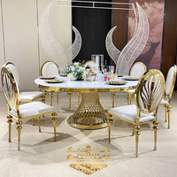 Table de salle à manger d'occasion mdf en acier inoxydable pour événements royaux