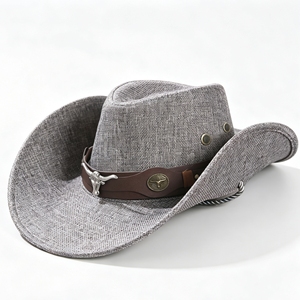 Cappello da Cowboy Vintage, Traspirante in Lino e Cotone con Tesa Larga, Cappello da Sole per Viaggi e Attività all'Aperto, Vendita all'Ingrosso per Uomini e Donne - Product Image 2